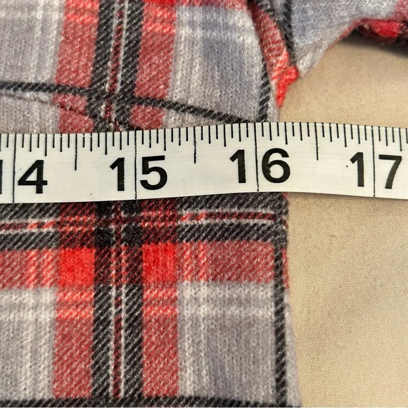 Simply Southern Women’s Sm Red Plaid Flannel Dress Faux Suede With Elbow Patches - Picture 8 of 10